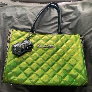 Lux de Ville Lucky Me Green Glitter Leopard Tote